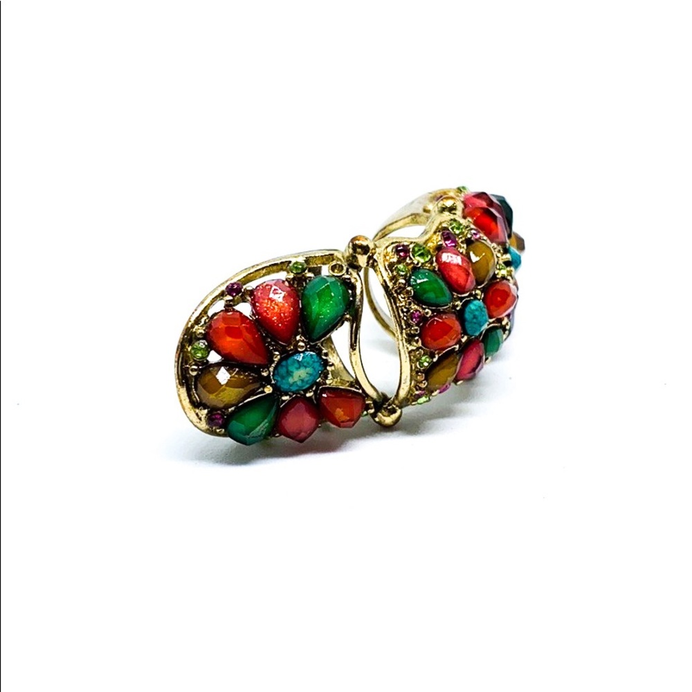 Vintage Multi Stone Armor Ring - image 2